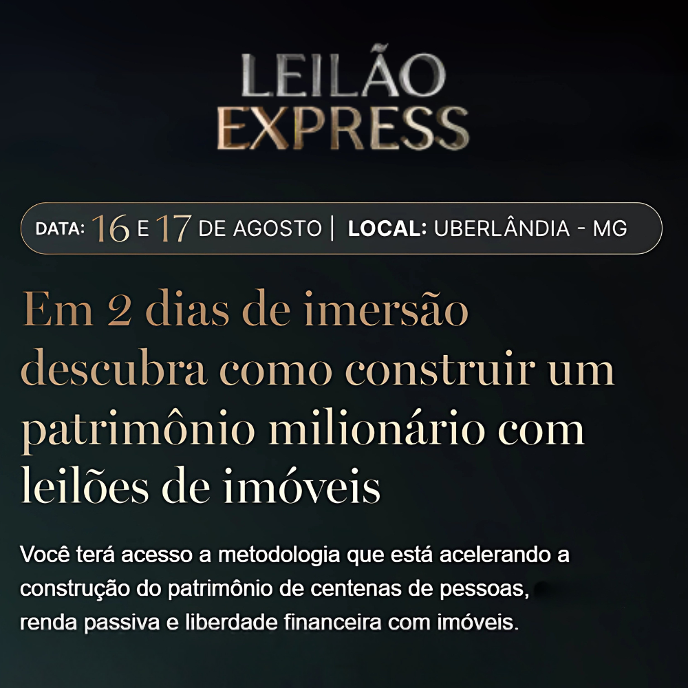 Imersão Leilão Express com Gustavo Amaral no Espaço Clementina do Mercure Uberlândia