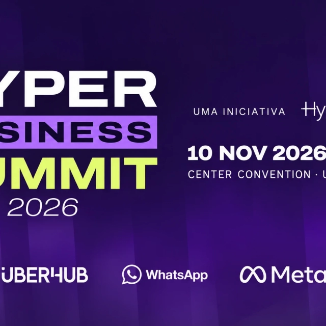 Imagem de divulgação do Hyper Business Summit 2026, com logo “Hyper Business Summit 2026” e informações de data e local: 10 nov 2026, 13h30, Center Convention em Uberlândia/MG, iniciativa Hyperflow.